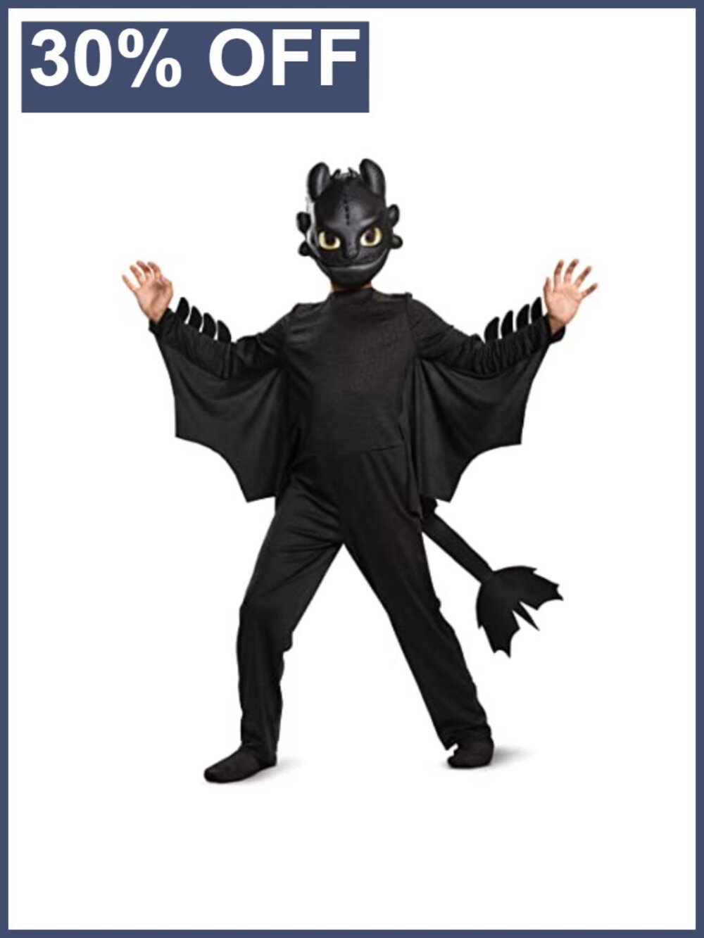 Toothless How to Train Your Dragon Kids Halloween Costume Jumpsuit Wings Tail
